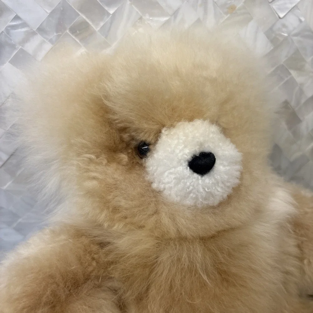 Teddy Bear Handmade 100% Baby Alpaca Wool Cream Tan Unique Stuffed Soft Plush